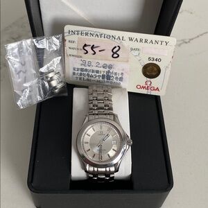 Omega Silver Men's Watch with Wave Dial